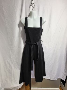 Roller Coster Black Square-Neck Sleeveless Tie-Waist Jumpsuit, Size Small